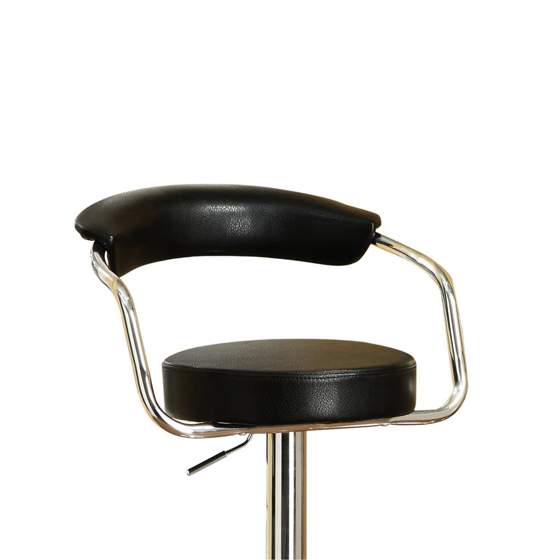 2 tabourets de bar, similicuir noir, base en métal, 2 tabourets en cuir à hauteur réglable, base à utiliser