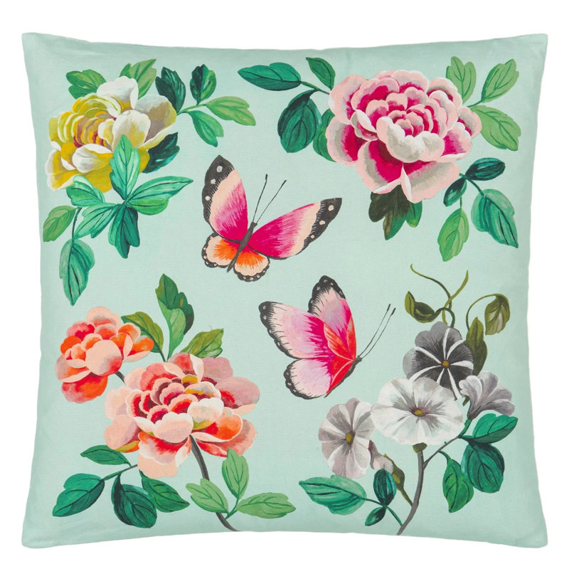 Miraflores Decorative Pillow, Duck Egg Floral