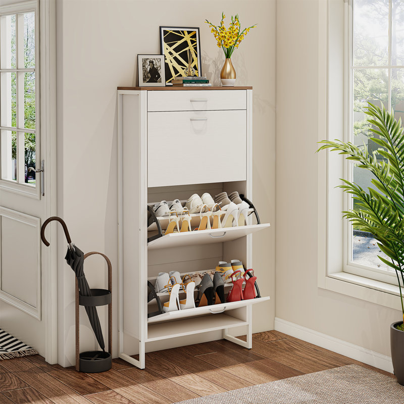 Armoire de rangement pour chaussures avec 3 tiroirs rabattables et 1 tiroir