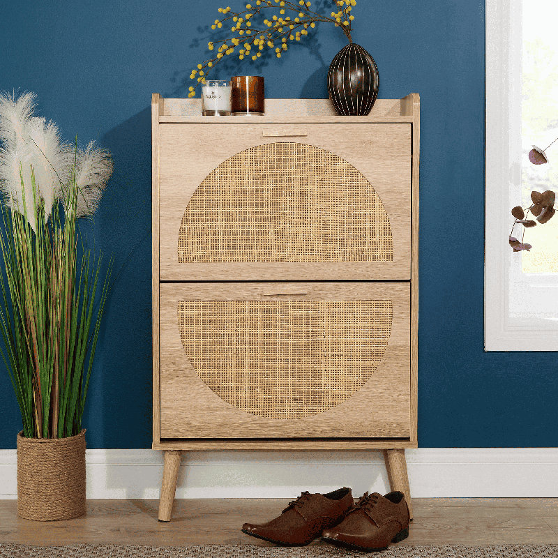 Anelise 2 Door Rattan Shoe Storage Cabinet
