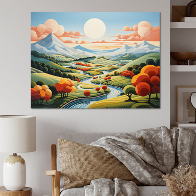 Minimaliste multicolore champ latéral II - prairie, art mural