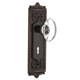 Crystal Oval Interior Mortise Door Knob with Egg & Dart Long Plate