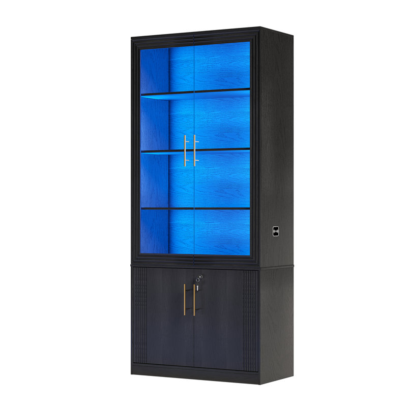 4 -Door 6 -Shelf Storage Cabinet, Black
