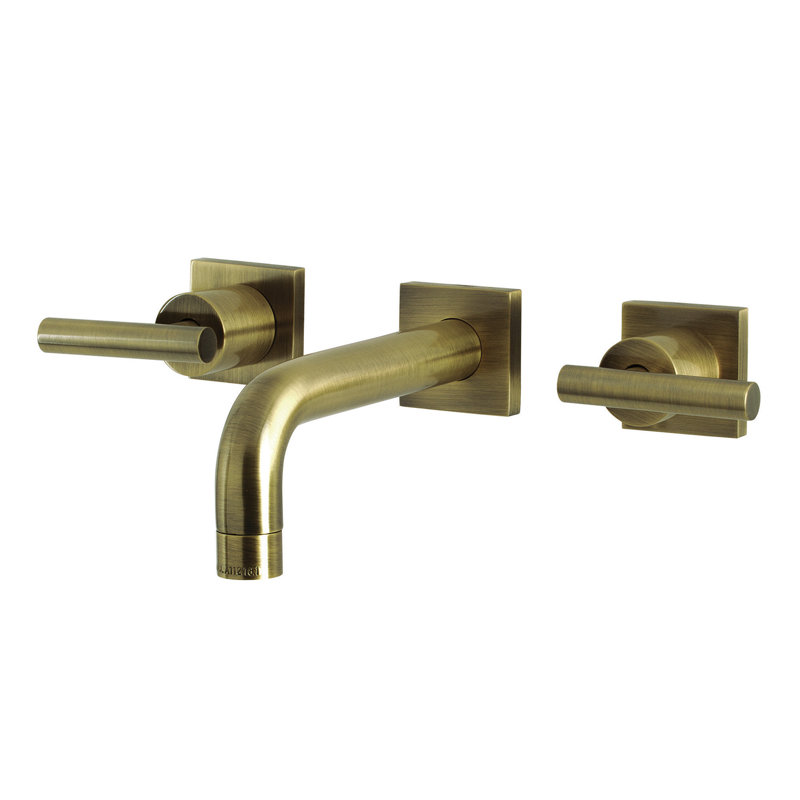 Kingston Brass Concord Two-Handle 3-Hole Wall Mount Bathroom Faucet, Brushed Brass, Lever