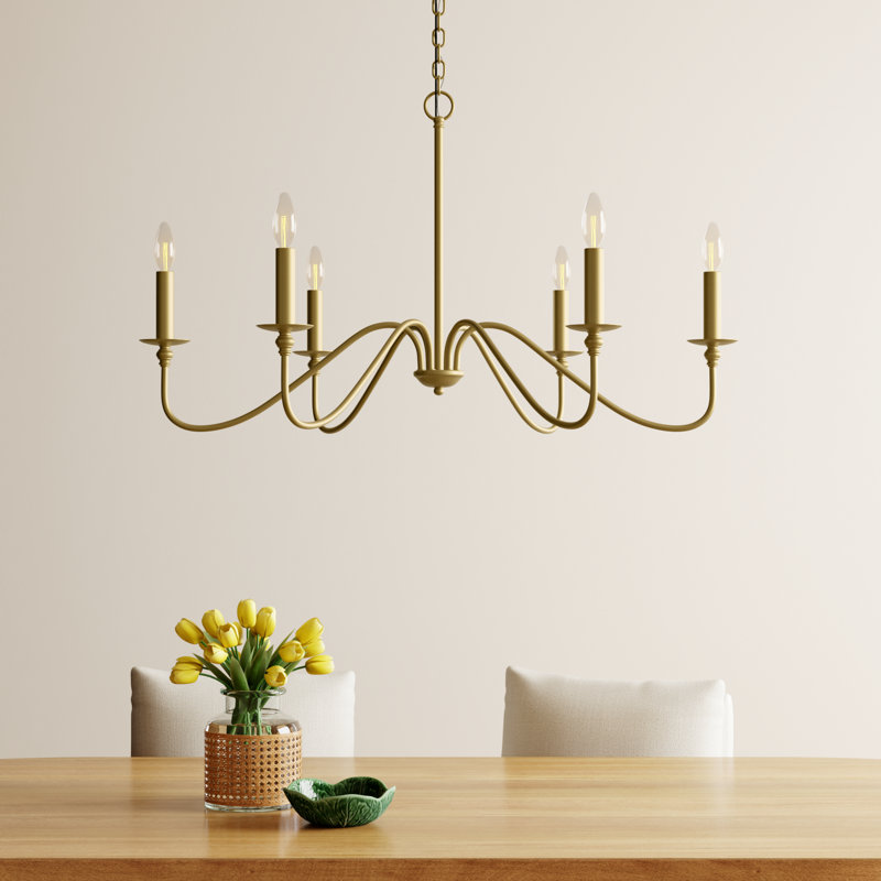 Ableton Iron 6-Light Chandelier, Laiton, H 22 po x l 42 po x P 42 po