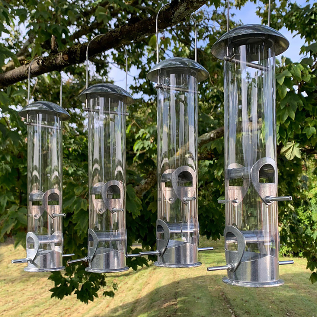 Heavy Duty Aluminium Bird Seed Feeders With 4 Feeding Ports (Set Of 4)