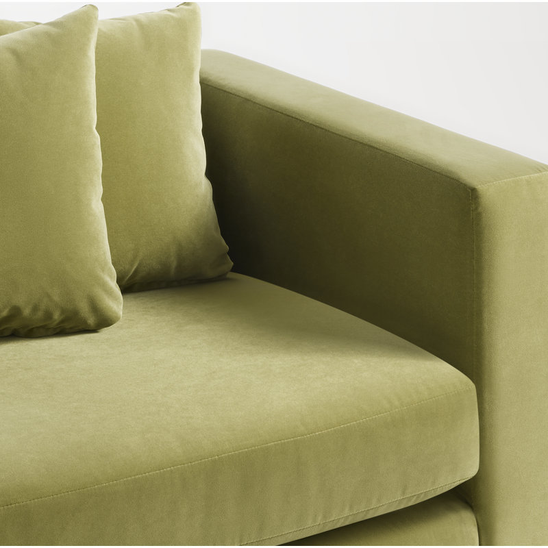 Canapé Mono de 83 po, Velours performance vert foncé Bella, Sauterelle
