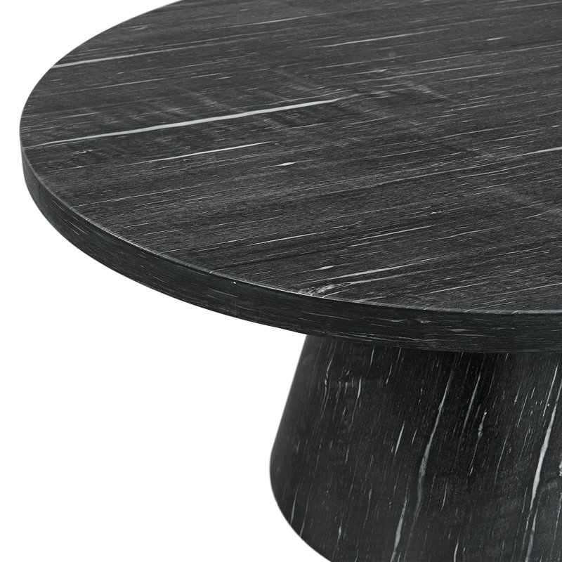 Odette Contemporary Round Marble Veneer Coffee Table in Gray