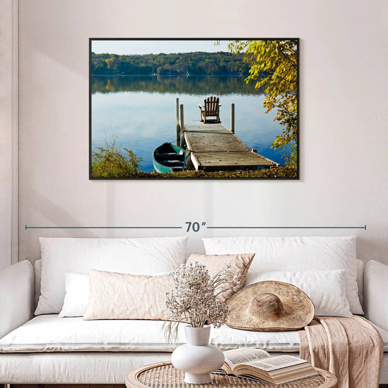 Lac Léman matin calme, Cadre flottant noir, 43 po x 29 po