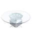 Table de salle à manger Noralie 132 cm – Plateau en verre transparent, piètement en miroir à facettes en forme de diamant et incrustations de faux diamants – Pièce maîtresse moderne et luxueuse pour votre salle à manger