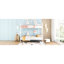 Lit superposé au-dessus de grand lit double contemporain blanc - garde-corps en fer-1336661099