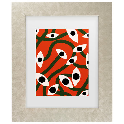 Little Dean  Evil Eyes Blossom In Red Matted Framed Art