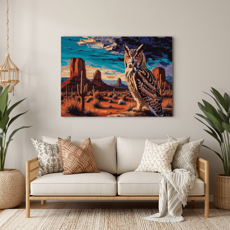 «Southwestern Animals Owl» 41, art mural en métal brun, H 96 po x l 120 po x P 0,05 po