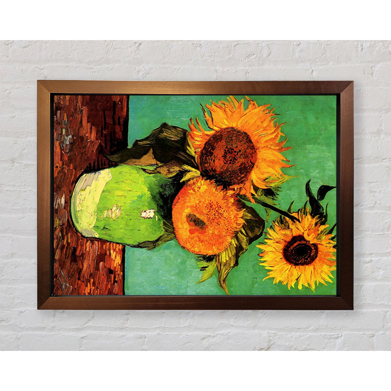 Three Sunflowers In A Vase by Vincent Van Gogh - Single Picture Frame Print, 118.9cm H x 84.1cm W x 3.4cm D