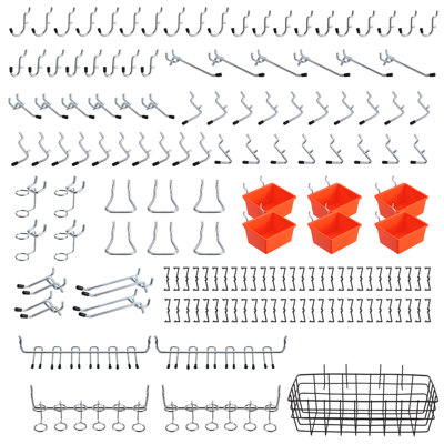 Pegboard Organizer Accessories Kit 155 PCS, Peg Board Hooks Assortment with Bins, Baskets for 1/4 inch Pegboard