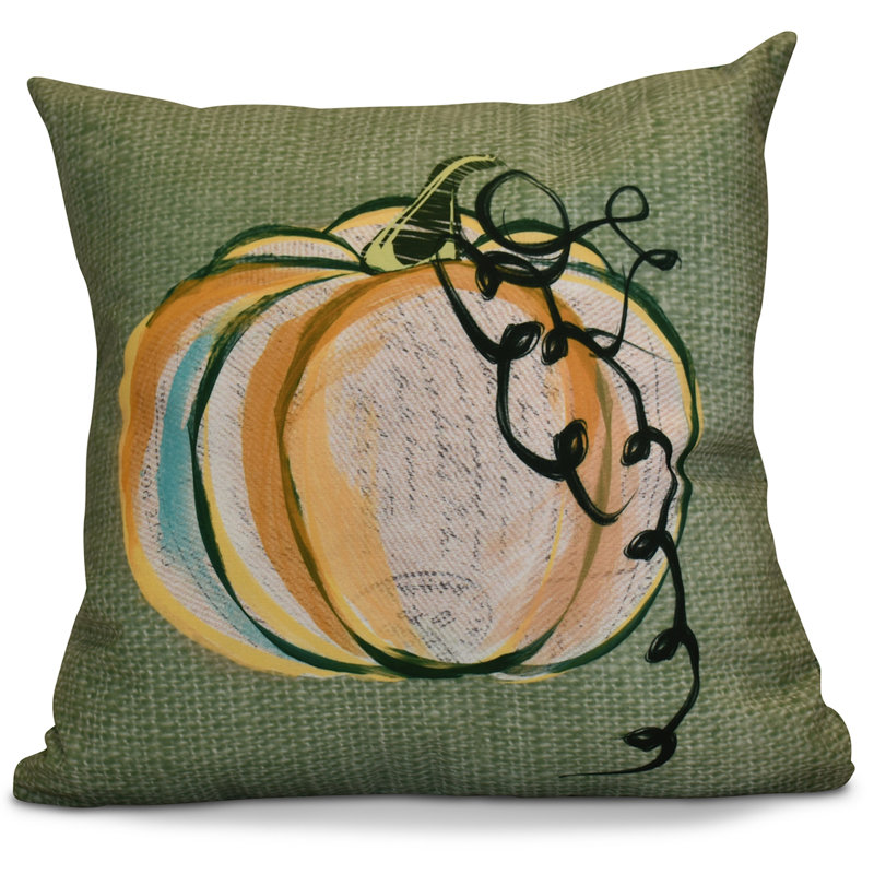 Flipping For Fall Reversible Throw Pillow, 16" H x 16" W x 2" D, Green