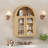 Wall Bathroom Cabinet with Glass Doors, Wood Medicine Cabinet with Adjustable Shelf, Arched Hanging Cabinet for Bathroom, Living room, Natural-225821141
