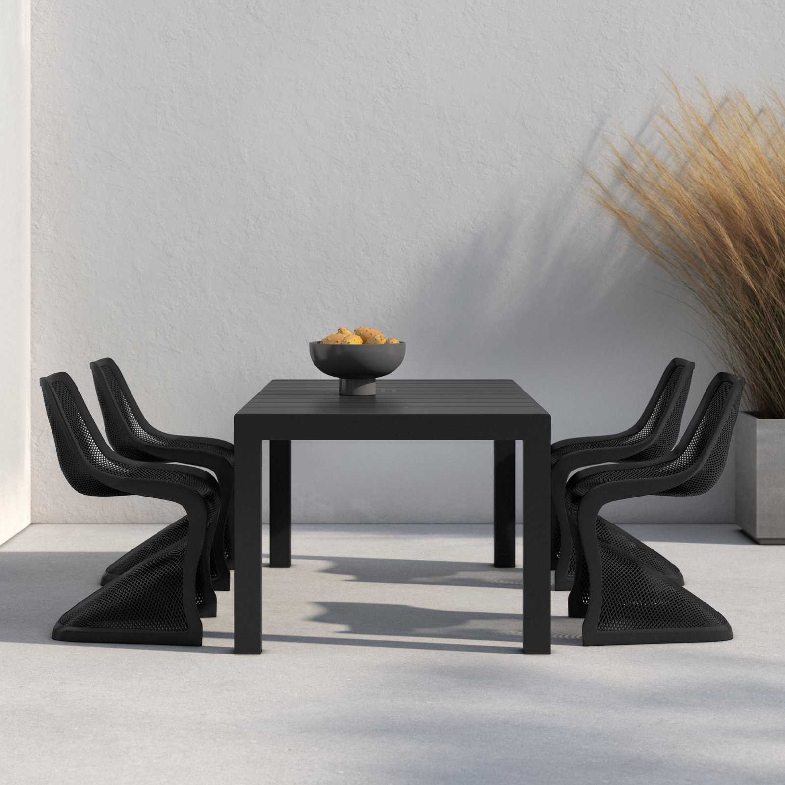 Farrah 86" Patio Dining Set, Black