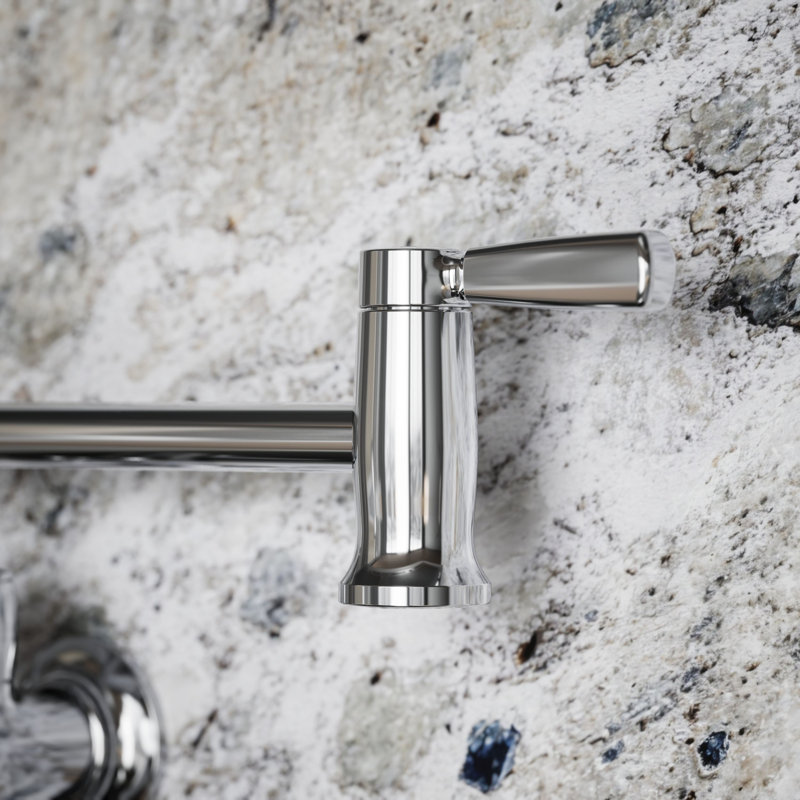Wall-Mount Pot Filler Faucet, Swing Arm Kitchen Pot Filler Faucet, Polished Chrome