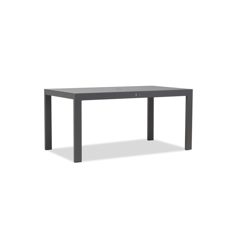Classic Aluminum 8-Seater Square Dining Table, 29.5"H x 35.5"D x 63"W, Slate