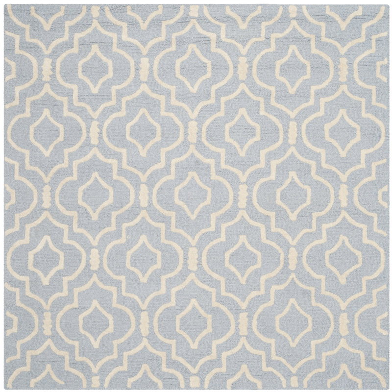 Cannen Hand Tufted Wool Geometric Rug, Square 6'