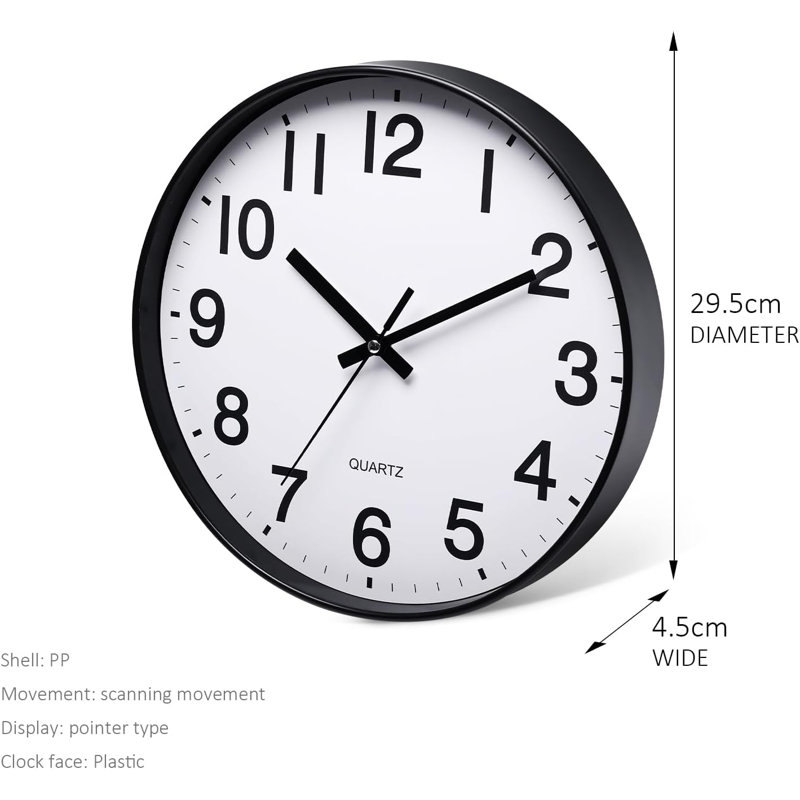 Horloge murale 12 po 12 po