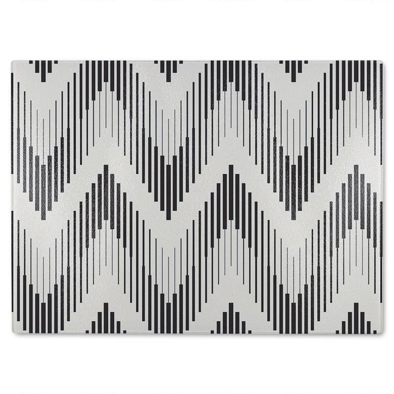 Geometric Zig Zag Glass Chopping Board, 28cm L x 20cm W
