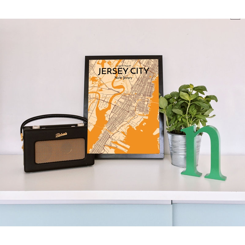 Jersey City Map - No Frame Print, 70.1cm H x 50cm W x 0.13cm D