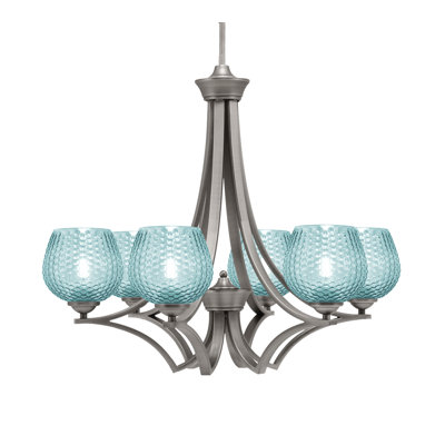 Lustre suspendu 6 lumières Shutesbury, verre fumé 6 po