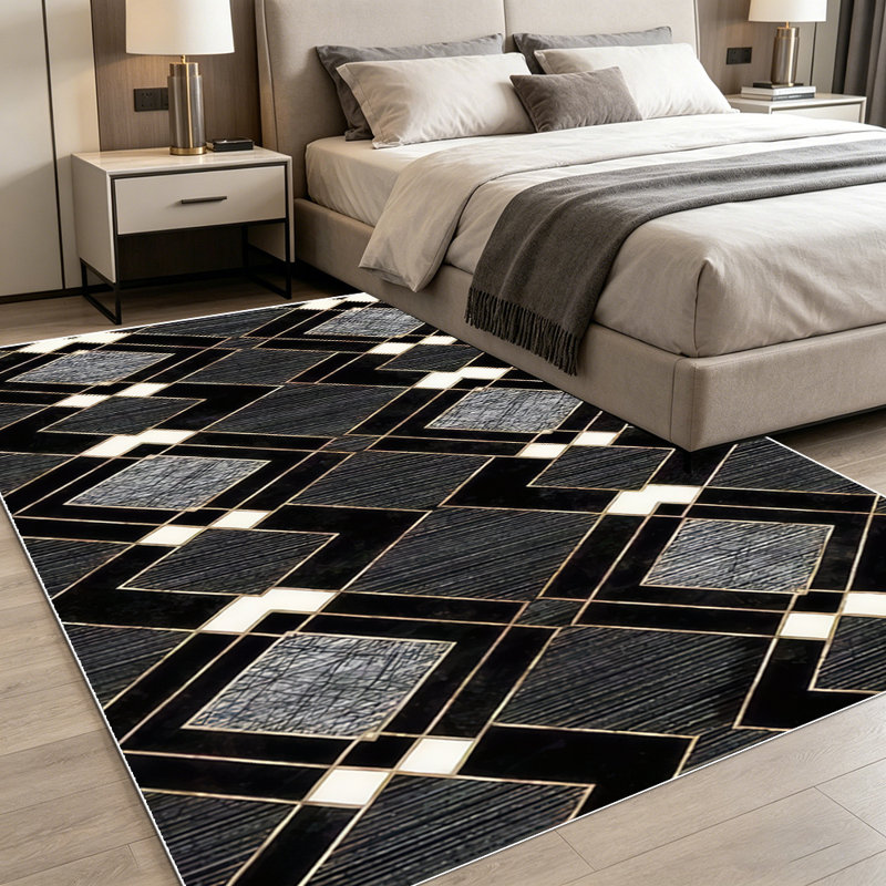 Light luxury diamond-shaped geometric carpet, soft and easy to clean, suitable for living room, bedroom, dining room, study room, and other multi-scene indoor decoration carpets