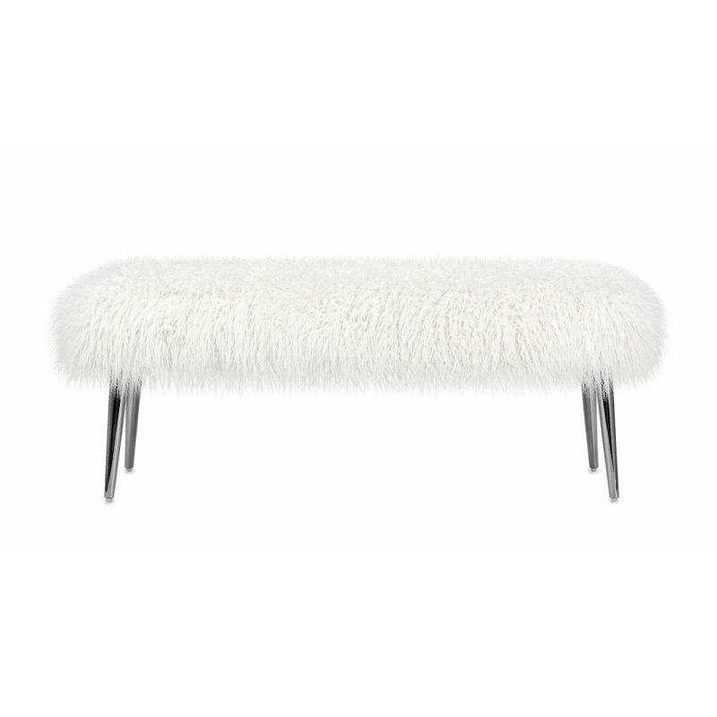 Banc tapissier Kenzie, Blanc, Argent