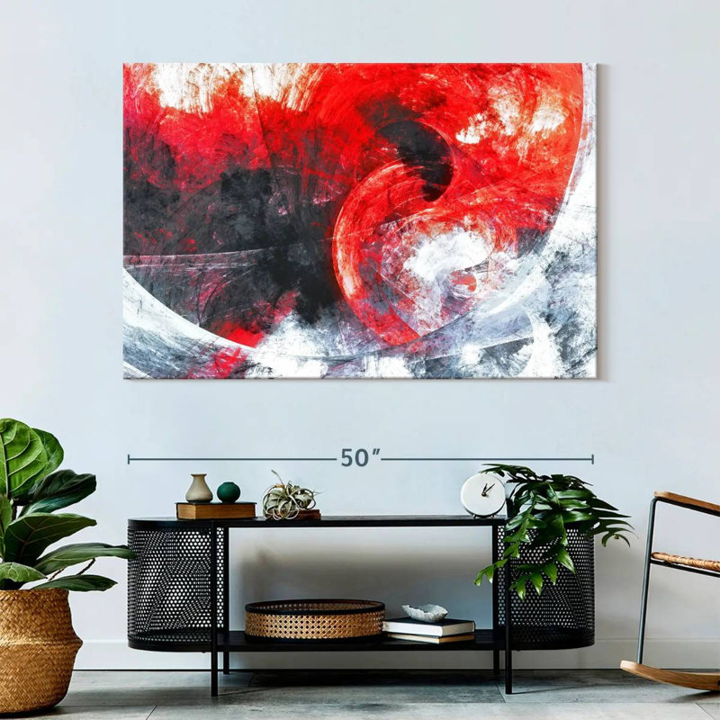 Avery Red Whirlpool Abstract, 34" H x 51" W
