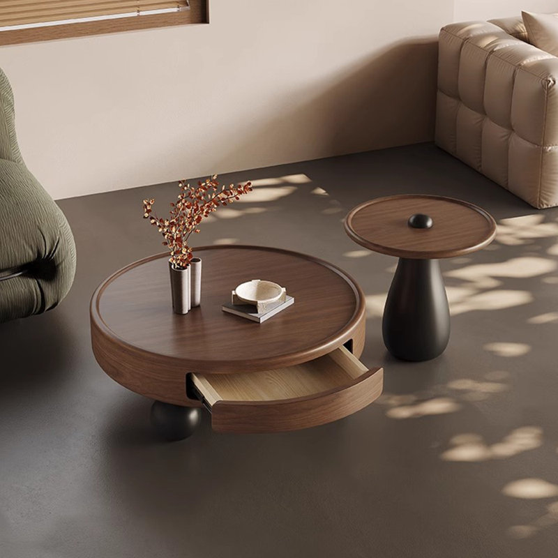 Table à thé en bois de style italien., H 14,5 po x L 31,5 po x l 31,5 po