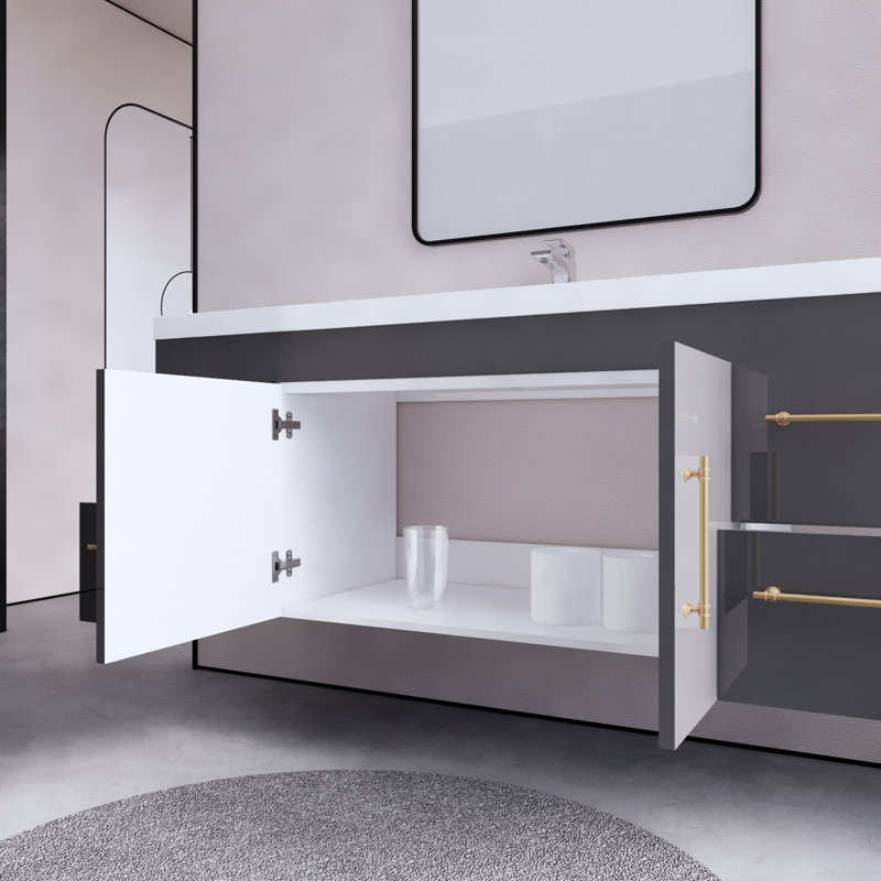 Ensemble de meuble-lavabo simple 59 po Berner, Gris