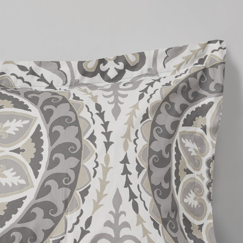 Taupe Full Microfiber Floral Motif Comforter Set
