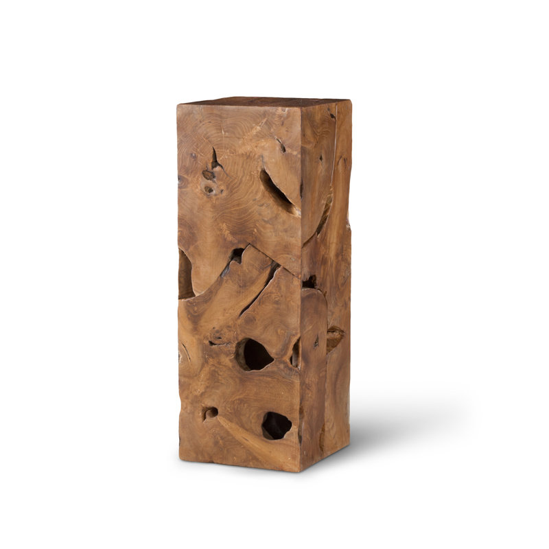 Teak Chunk Square Pedestal Sculpture