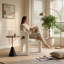 Chaise d'appoint moderne sculpturale avec dossier enveloppant incurvé et assise rembourrée-823127621