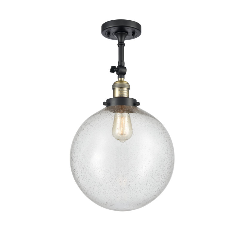 Plafonnier semi-encastré 1 lumière 12 "ciacchi, DEL, Laiton antique noir, Grainé