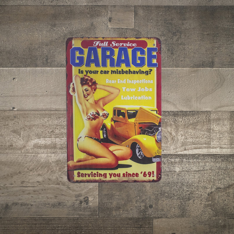 Retro Metal Full Service Garage Car Girl Wall Sign Novelty Man Cave Shop Decor Retro Metal Full Service Garage Car Girl Wall Sign Novelty Man Cave Shop Decor
