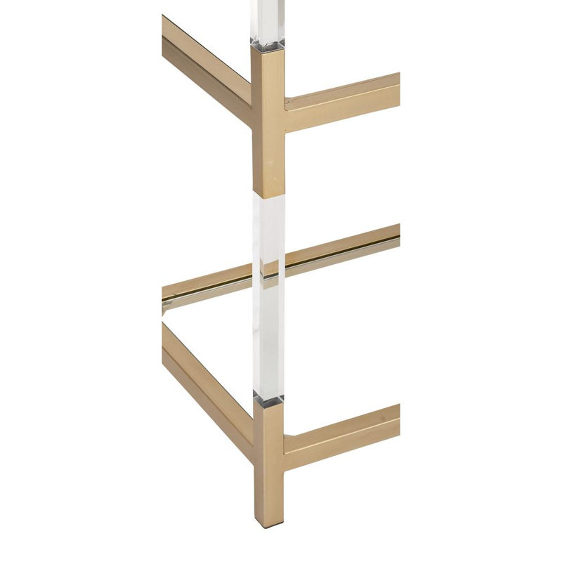 Metal 2 Shelf Gold Console Table with Clear Glass Top and Acrylic Legs