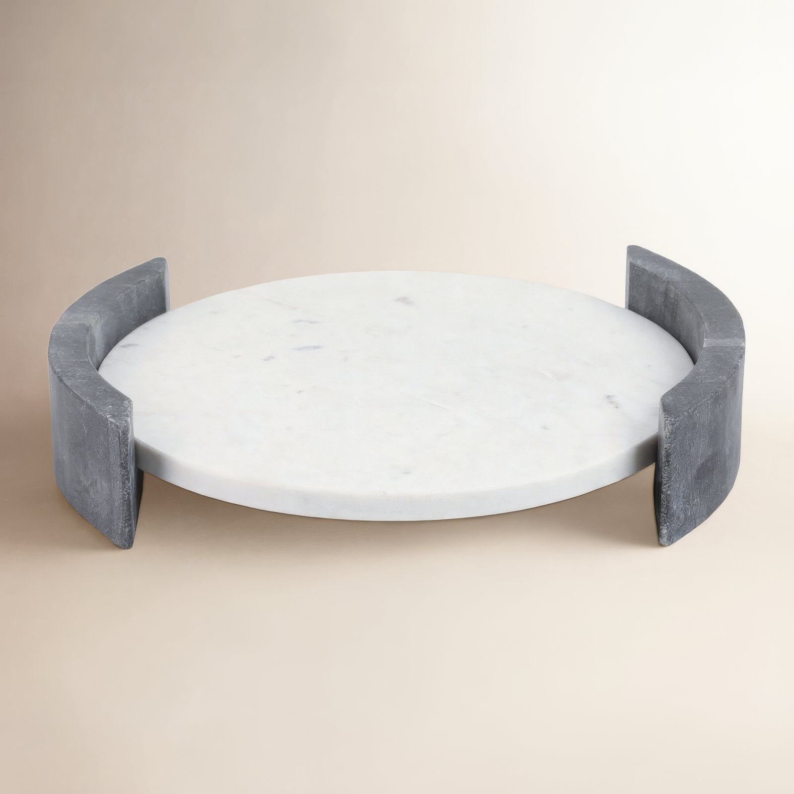 Adrie 14" Harding Marble Tray, Black