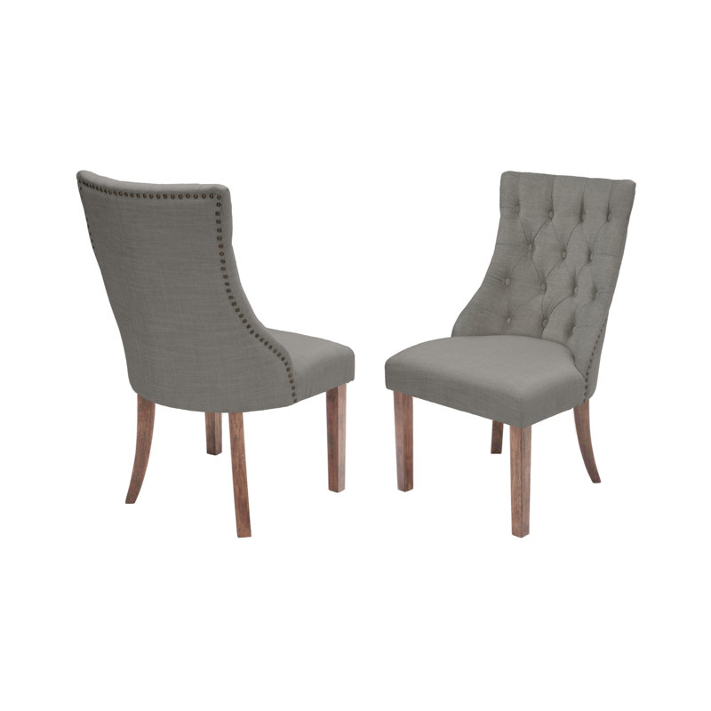 Rackley 19'' H Tufted Linen Upholstered Side Chair, 2, Gray
