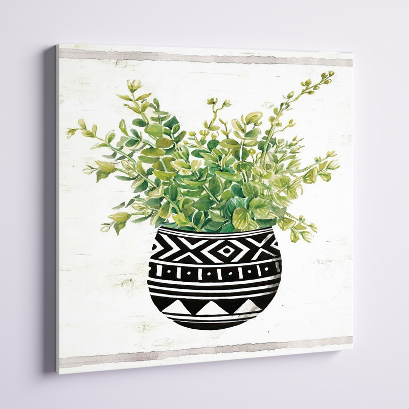 Art mural sur toile Succulent II en tissu boue noir et blanc, H 30 po x l 30 po x P 1,25 po, Toile tendue