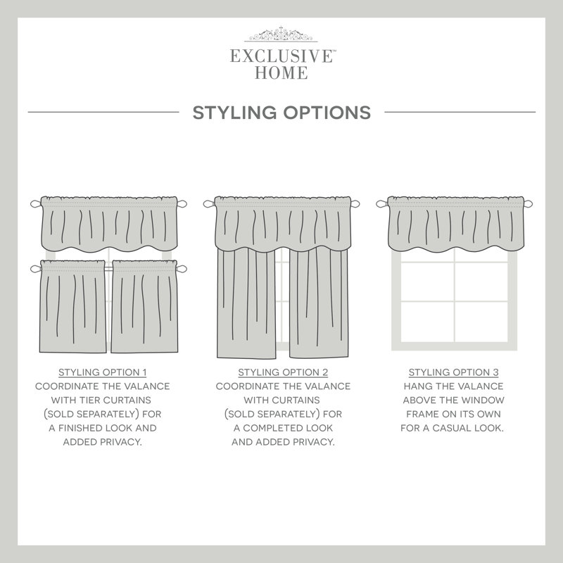 Gray Linen-Look Scalloped Rod Pocket Valance