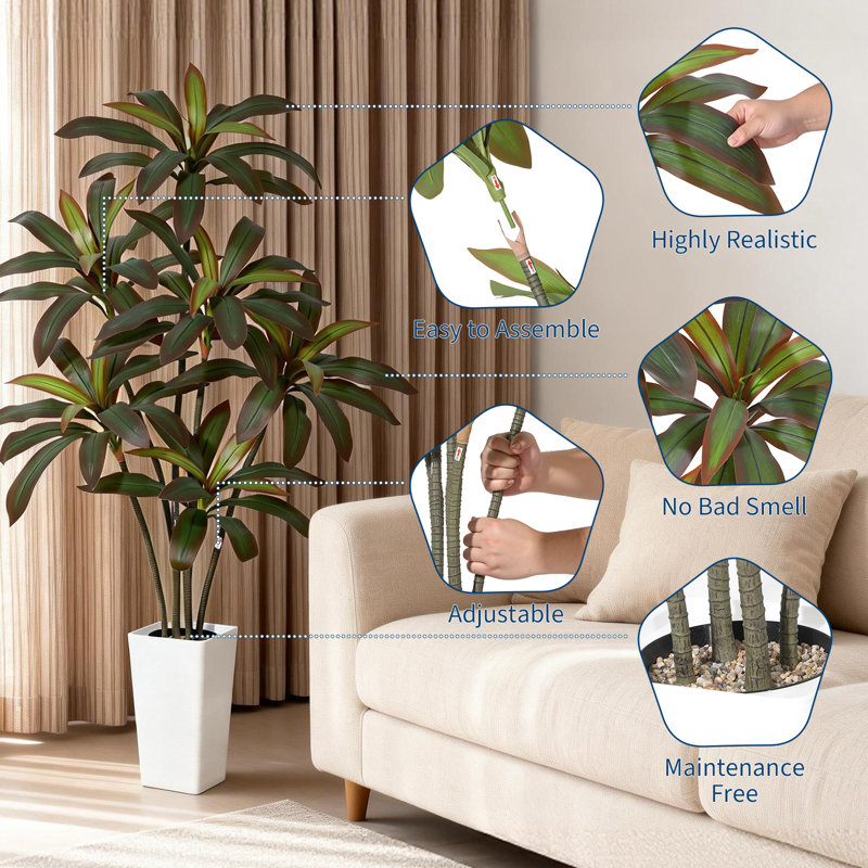 Faux arbre artificiel d'intérieur Dracaena