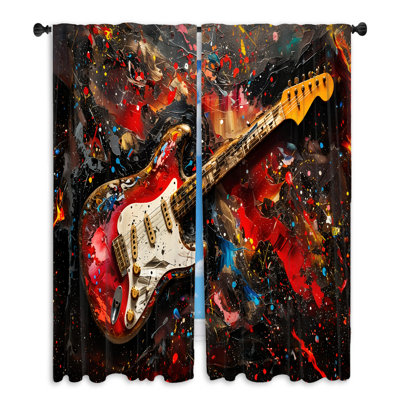 Electric Guitar Music Room Darkening Curtain