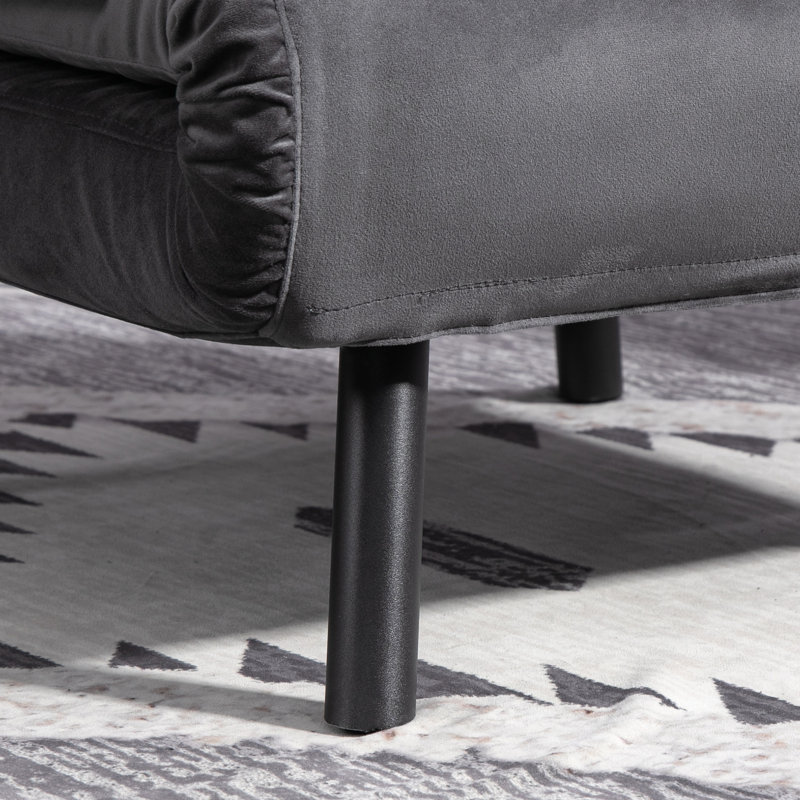 Qenan 102 Upholstered Futon, 81cm H x 63cm W x 73cm D, Dark Grey