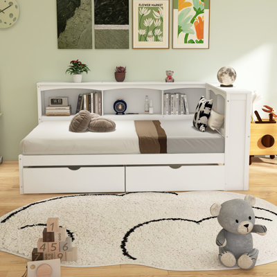 Twin Size Daybed With Two Storage Drawers, Storage Cabinets And USB Ports