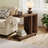C Shaped End Table with Lockable Wheels, Rustic Wood Side Table for Living Room