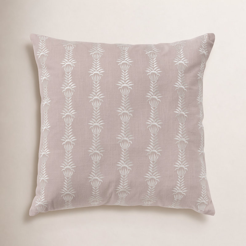Tasha Embroidered Cotton Reversible Throw Pillow, Blush